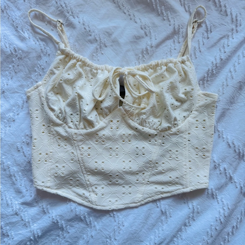 Forever 21 Cream Eyelet Camisole Top